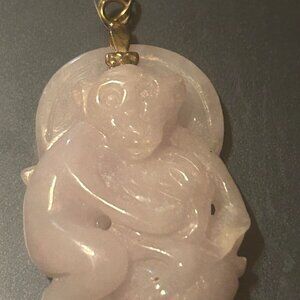 VINTAGE Chinese Carved Jade Monkey Charm